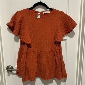 a beautiful soul x plus top orange rust copper short sleeve blouse top